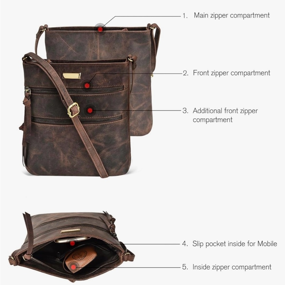 Leather ESTALON Crossbody Bag - Picture 11 of 16